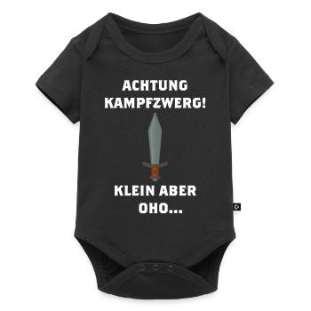 Achtung Kampfzwerg mit Schwert, klein aber oho... - Baby Premium Kurzarmbody - Schwarz - Vorne