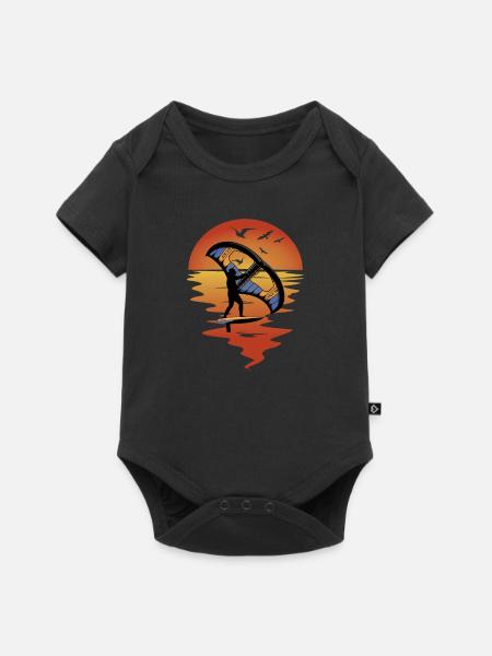 Wing Foiling Wing Surfer Geschenk - Baby Premium Kurzarmbody - Schwarz