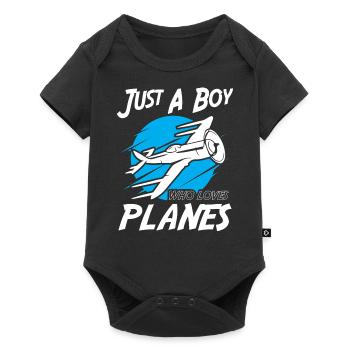 Just A Boy Who Loves Planes - Baby Premium short-sleeve bodysuit - black - Front