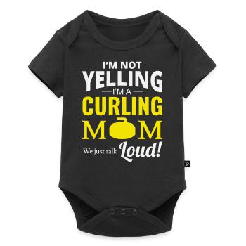 Curling Maman Hiver Sport de glace Curler Journée des mères - Body à manches courtes Premium Bébé - noir - Devant