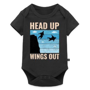 Wingsuit fliegen Base Jumping Fallschirmspringen Wingsuiting - Baby Premium Kurzarmbody - Schwarz - Vorne