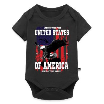 USA United States of America - Baby Premium Kurzarmbody - Schwarz - Vorne