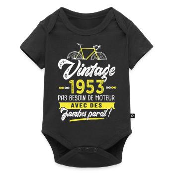 1953 Vélo Anniversaire Homme 70 ans vélos - Body à manches courtes Premium Bébé - noir - Devant