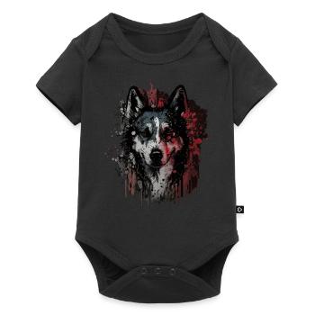 Husky Dog - Baby Premium Kurzarmbody - Schwarz - Vorne