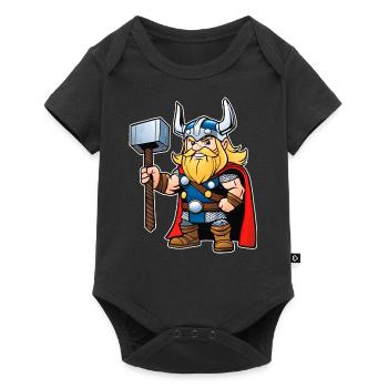 Niedlicher Thor im Comic Style - Baby Premium Kurzarmbody - Schwarz - Vorne
