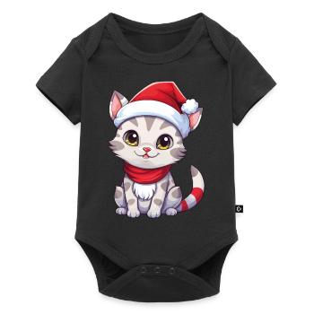 Chat Noël Chat De Noël Mignon Joyeux Catmas - Body à manches courtes Premium Bébé - noir - Devant