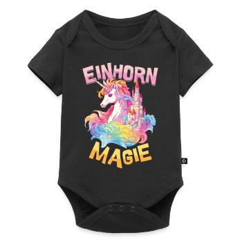 Unicorn, Magic, Rainbow, Castle, Colorful, Fantasy - Baby Premium short-sleeve bodysuit - black - Front