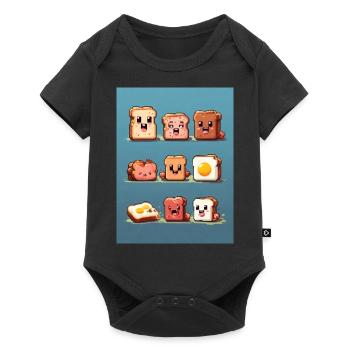 Pixelart, Frühstück - Baby Premium Kurzarmbody - Schwarz - Vorne