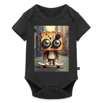 Toasbrot auf Skateboard - Baby Premium Kurzarmbody - Schwarz - Vorne