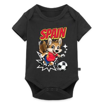 Soccer Spain Dog Animal Soccer Fan Team - Baby Premium short-sleeve bodysuit - black - Front