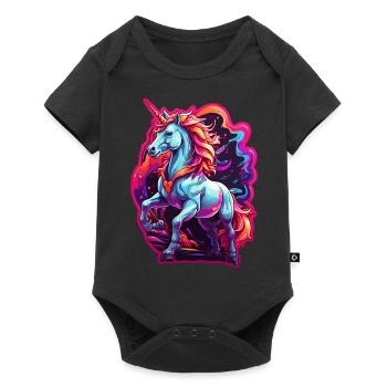 Einhorn - Baby Premium Kurzarmbody - Schwarz - Vorne