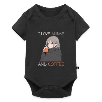 I love anime and coffee - manga style. - Baby Premium short-sleeve bodysuit - black - Front
