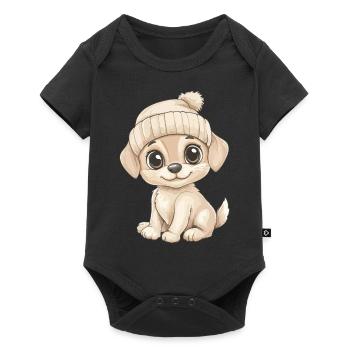 chien mignon mignon bébé enfants animal chiot dessin animé - Body à manches courtes Premium Bébé - noir - Devant