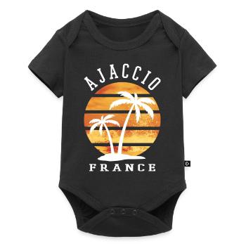 Ajaccio Corsica France Summer Palm Trees Beach - Baby Premium short-sleeve bodysuit - black - Front