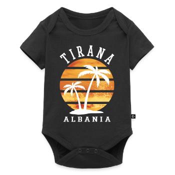 Tirana Tirane Albania Summer Palm Trees Beach Sea - Baby Premium short-sleeve bodysuit - black - Front