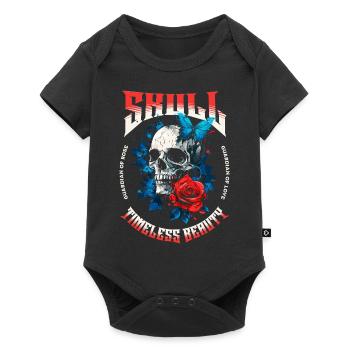 Skull Skull Butterfly Rose Flower - Baby Premium short-sleeve bodysuit - black - Front