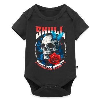Skull Skull Butterfly Rose Flower - Baby Premium short-sleeve bodysuit - black - Front