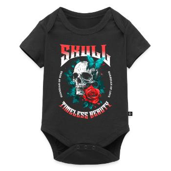Skull Skull Butterfly Rose Flower - Baby Premium short-sleeve bodysuit - black - Front