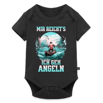 Fishing Angler Boat Water Fish Nature Mountains - Baby Premium short-sleeve bodysuit - black - Front