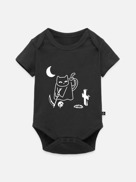 Gruselige Katze am golfen - Baby Premium Kurzarmbody - Schwarz