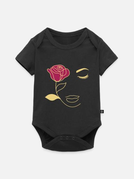 Beauty Rose face - Baby Premium short-sleeve bodysuit - black