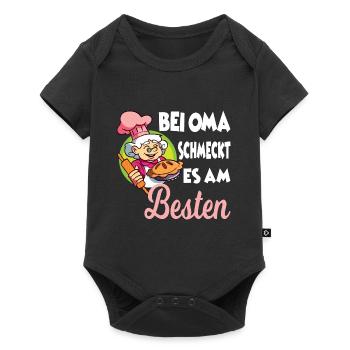 Bei Oma schmeckts einfach am besten - Baby Premium Kurzarmbody - Schwarz - Vorne