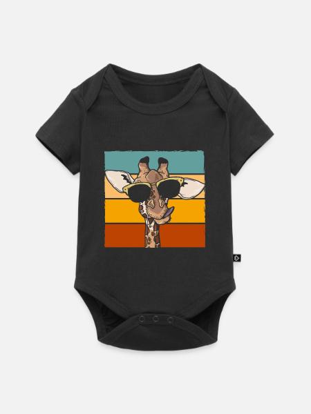 Retro-Giraffe Lustiges Safari-Tier - Baby Premium Kurzarmbody - Schwarz