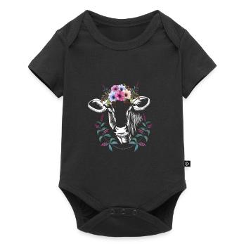 Kuh vintage Kühe Muh - Baby Premium Kurzarmbody - Schwarz - Vorne