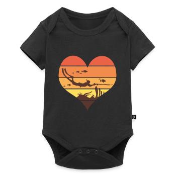 chasse sous marine love Cadeau sport club plongée - Body à manches courtes Premium Bébé - noir - Devant