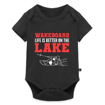 Better at the lake wakeboarder poison - Baby Premium short-sleeve bodysuit - black - Front
