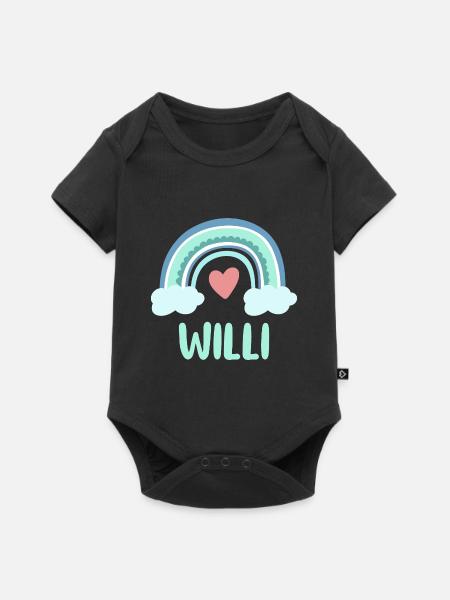 Willi Name Regenbogen Baby - Baby Premium Kurzarmbody - Schwarz