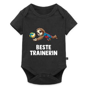 Volleyball Trainerin Faultier - Lustiges - Baby Premium Kurzarmbody - Schwarz - Vorne