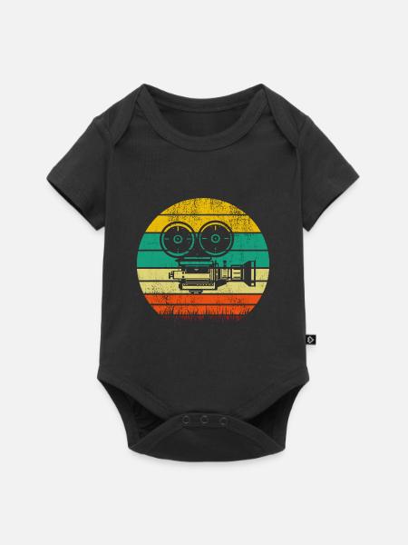 Retro Kamera Film Kino - Baby Premium Kurzarmbody - Schwarz