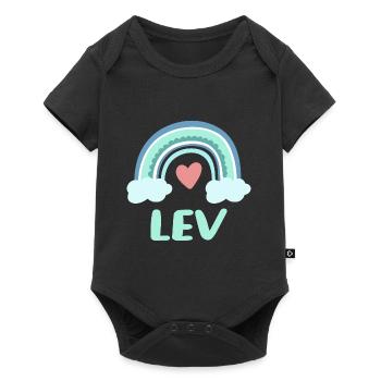 Lev Name Regenbogen Baby - Baby Premium Kurzarmbody - Schwarz - Vorne