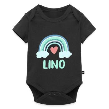 Lino Name Regenbogen Baby - Baby Premium Kurzarmbody - Schwarz - Vorne