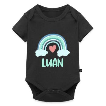 Luan Name Regenbogen Baby - Baby Premium Kurzarmbody - Schwarz - Vorne