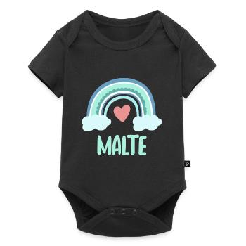 Malte Name Regenbogen Baby - Baby Premium Kurzarmbody - Schwarz - Vorne