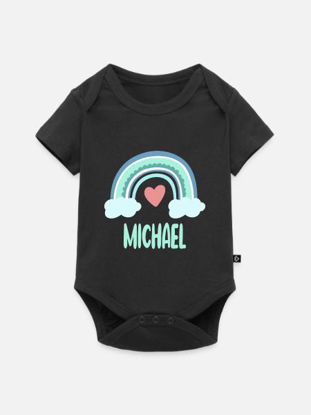 Michael Name Regenbogen Baby - Baby Premium Kurzarmbody - Schwarz
