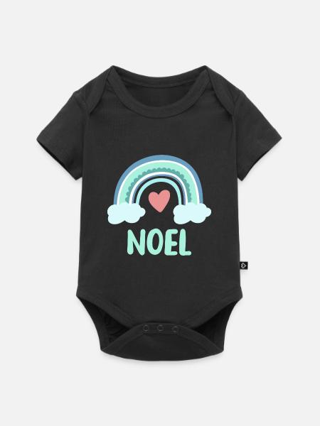 Noel Name Regenbogen Baby - Baby Premium Kurzarmbody - Schwarz