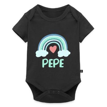 Pepe Name Regenbogen Baby - Baby Premium Kurzarmbody - Schwarz - Vorne
