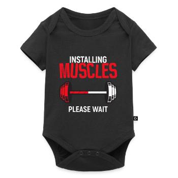 Installiert Muskeln - Workout - Baby Premium Kurzarmbody - Schwarz - Vorne