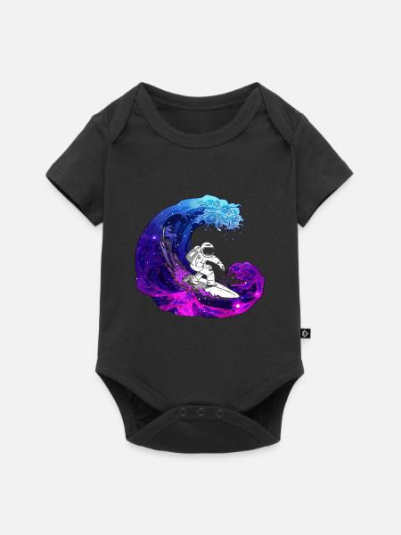 Astronaut Surfer - Mond & Weltall - Baby Premium Kurzarmbody - Schwarz