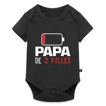 Homme Papa De 2 filles Cadeau Drôle fête des pères - Body à manches courtes Premium Bébé - noir - Devant