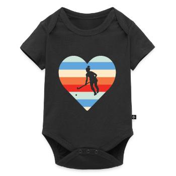 Passionné de hockey sur gazon Vintage Heart Defender Goa - Body à manches courtes Premium Bébé - noir - Devant