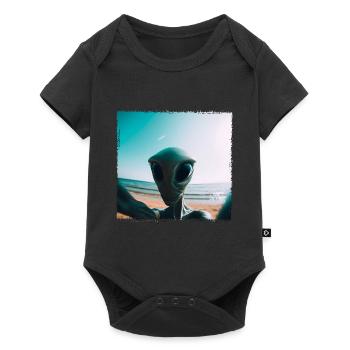 Alien Beach Selfie - Baby Premium Kurzarmbody - Schwarz - Vorne