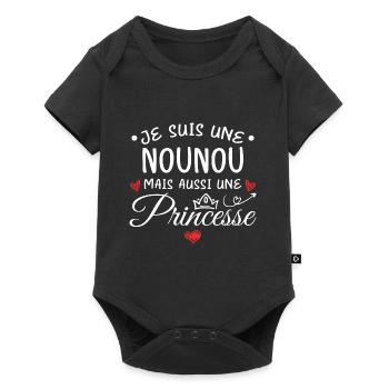Je Suis Une Nounou, Mais Aussi Une Princesse - Body à manches courtes Premium Bébé - noir - Devant
