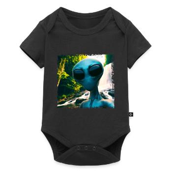 Alien Selfie - Neben dem Wasserfall - Baby Premium Kurzarmbody - Schwarz - Vorne
