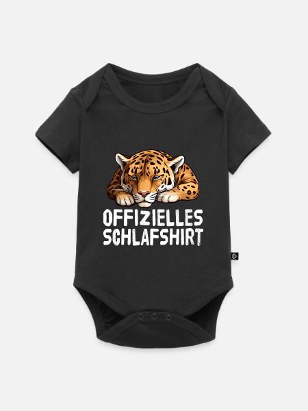 Offizieles Schlafshirt Leopard - Baby Premium Kurzarmbody - Schwarz