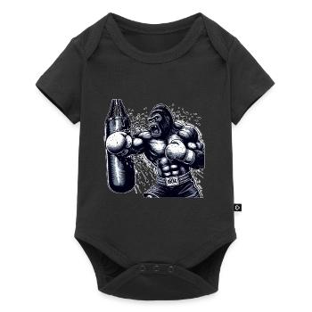 Boxender Gorilla - Baby Premium Kurzarmbody - Schwarz - Vorne