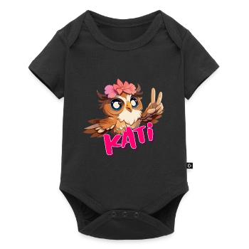 KATI - Beau nom de fille avec un hibou mignon - Body à manches courtes Premium Bébé - noir - Devant